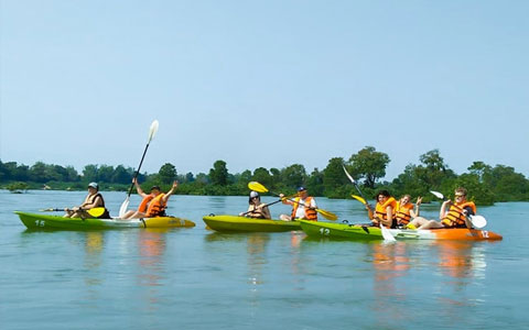 Kayaking along the river